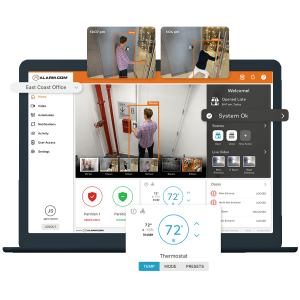 A solução empresarial da Alarm.com permite monitoramento, automação e controle total da sua empresa, tudo em um único app.
